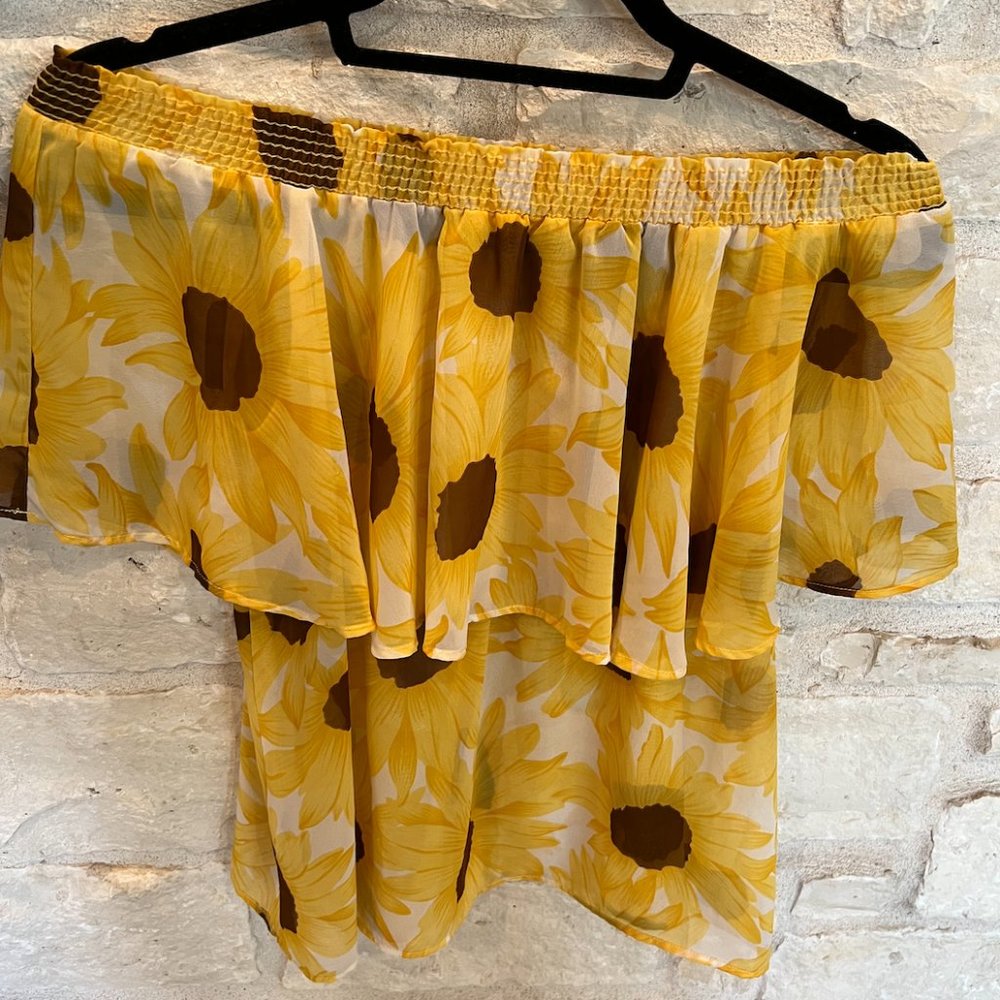 Show Me Your MuMu Sunflower Off-The-Shoulder Top